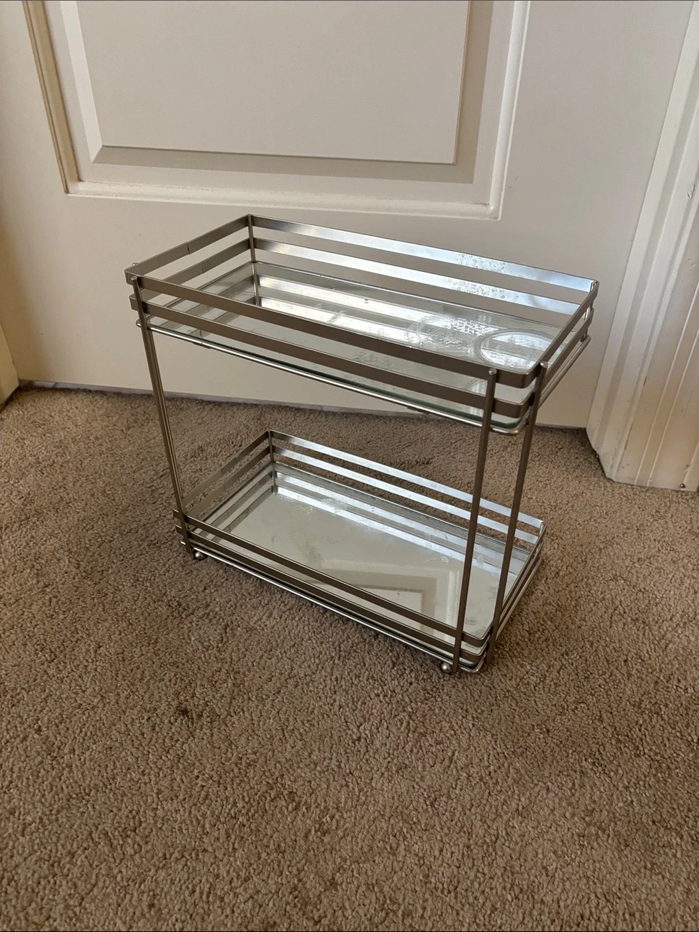 Two shelf mirrored organizer display